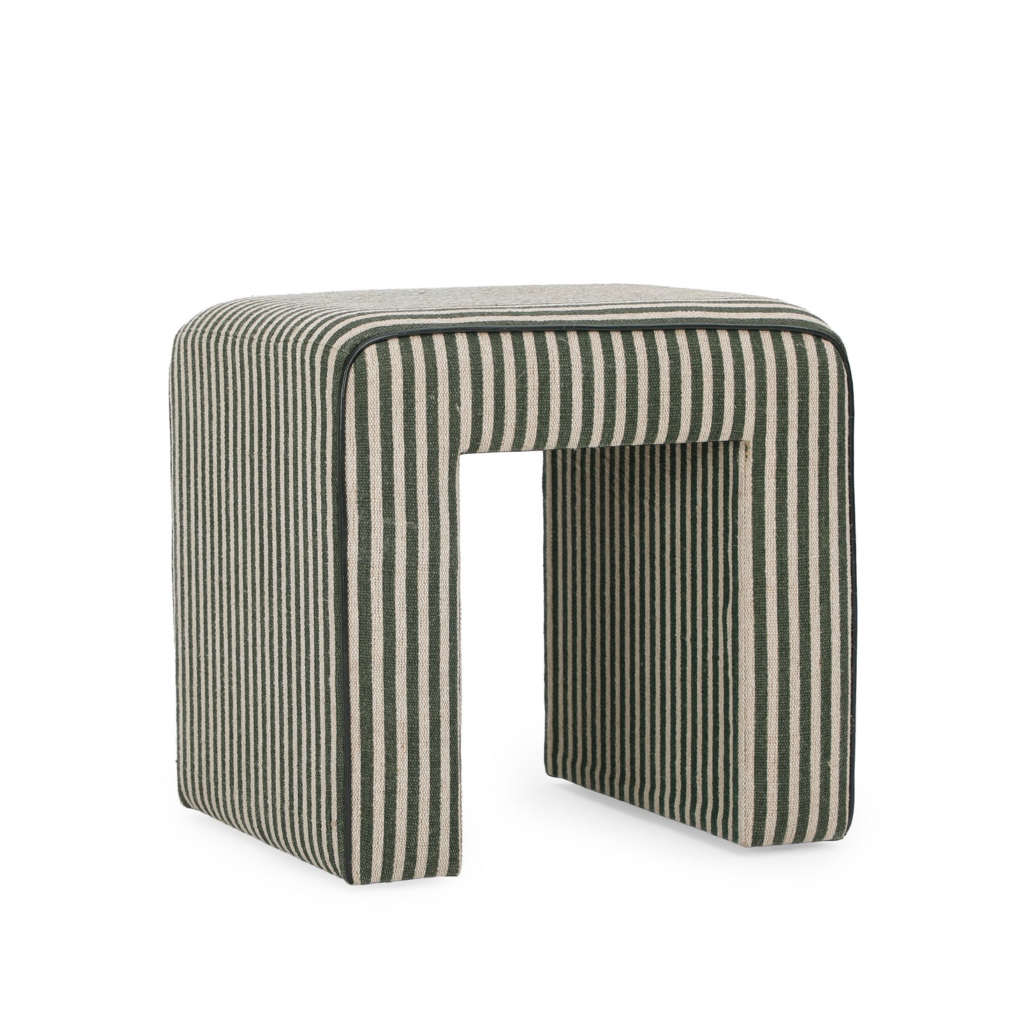Byron Square Cotton Jute Ottoman - Green - Image 1