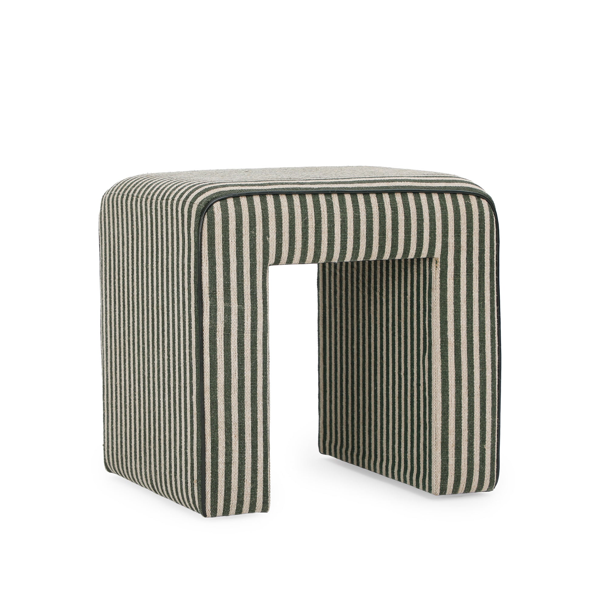 Byron Square Cotton Jute Ottoman - Green - Image 1