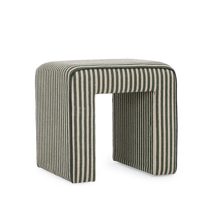 Byron Square Cotton Jute Ottoman - Green - Image 1