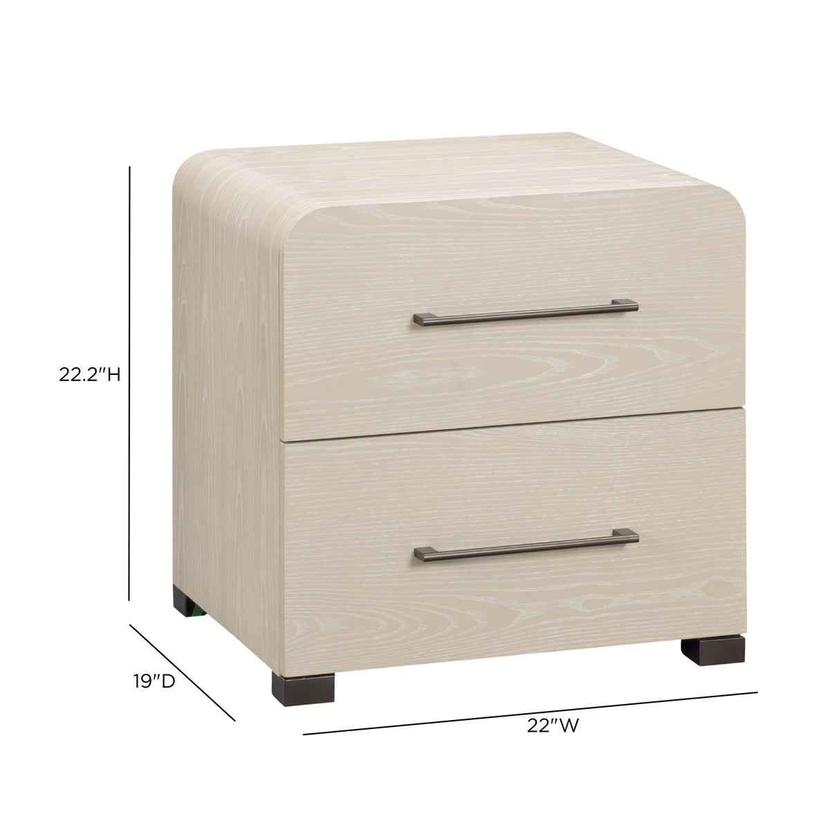 Marissa 22" Ash 2-Drawer Nightstand - Washed Ash - Image 8