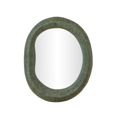 Orpheus 22"X28" Ribbed Forest Green Fiberglass Thick Wall Mirror - Image 1