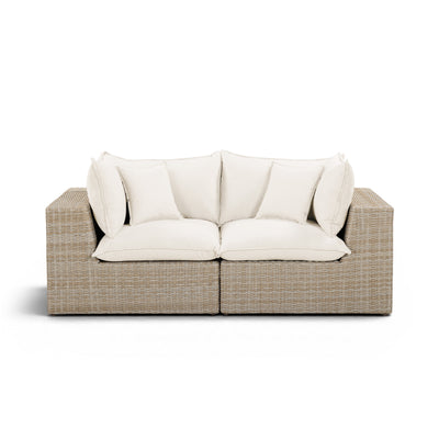 Cali 80" Performance Fabric & Wicker Outdoor Loveseat - Image 1