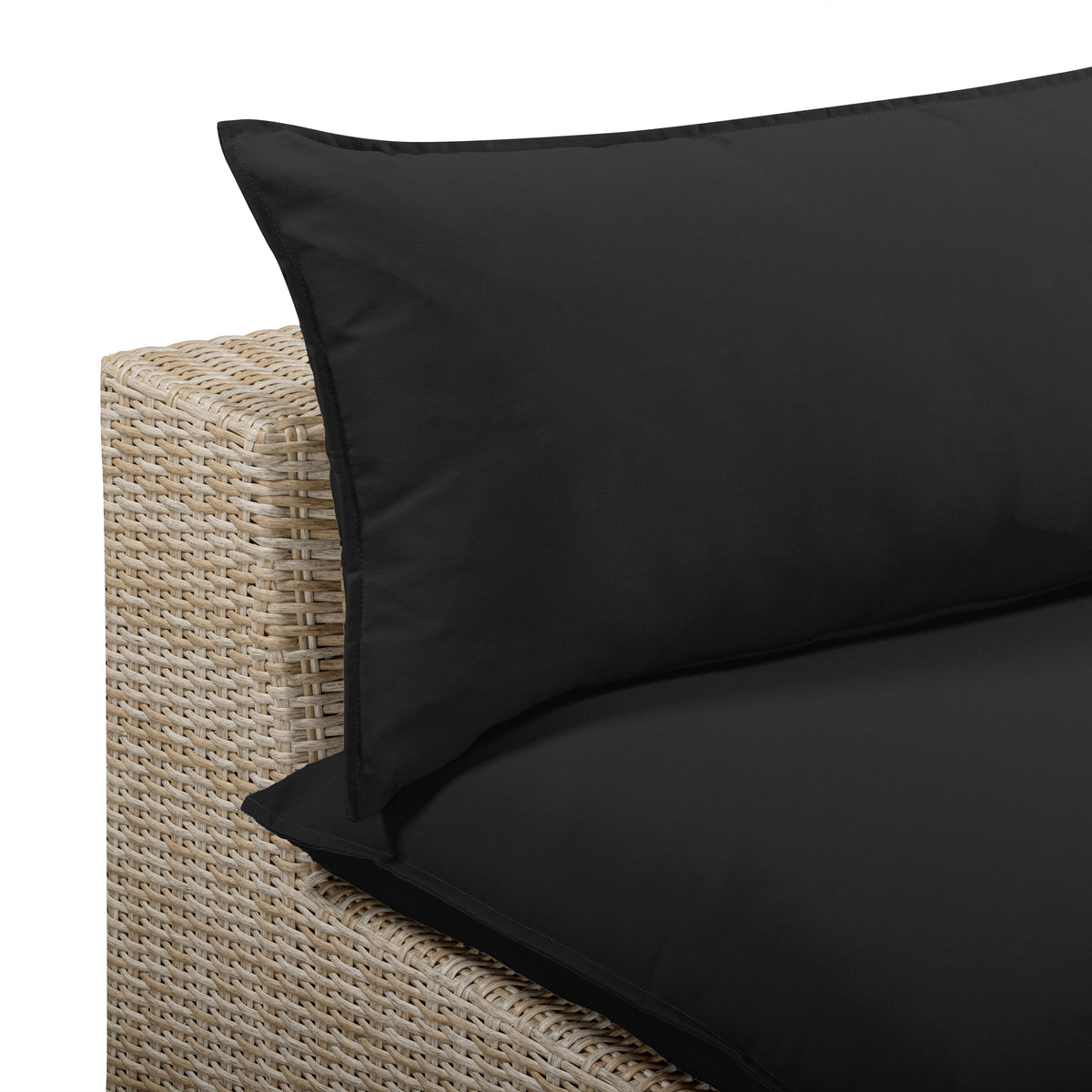 Cali Performance Fabric & Wicker Outdoor Armless Chair - Black / Natural - Image 5