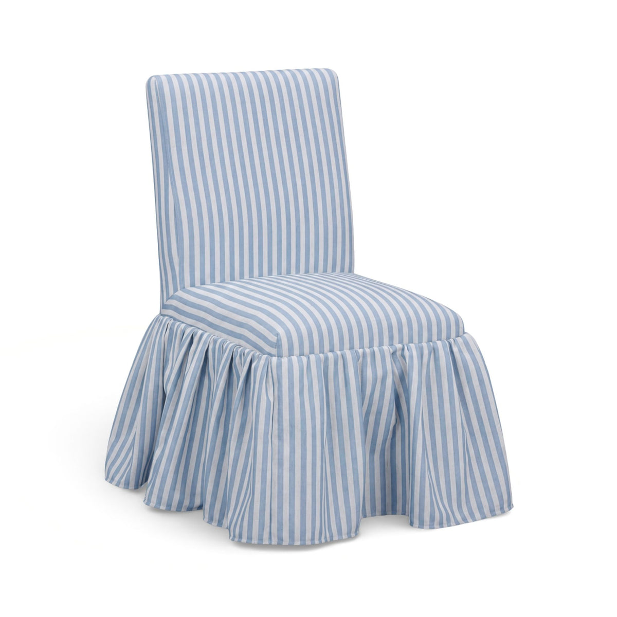 Gertrude Striped Performance Linen Skirted Dining Chair - Blue - Image 1
