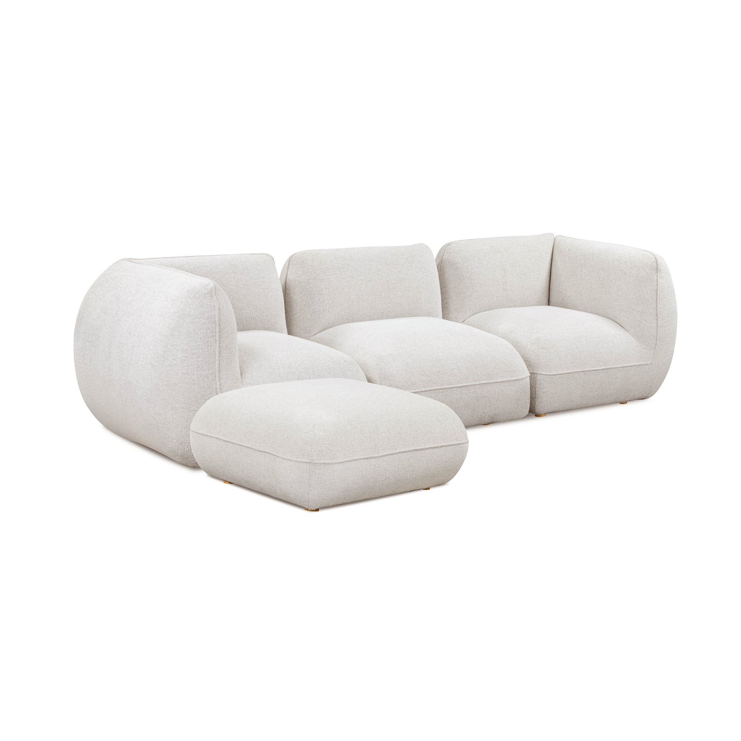Arezza 4-Piece Stone White Contract-Grade Basketweave Chenille Modular Sectional - Image 3