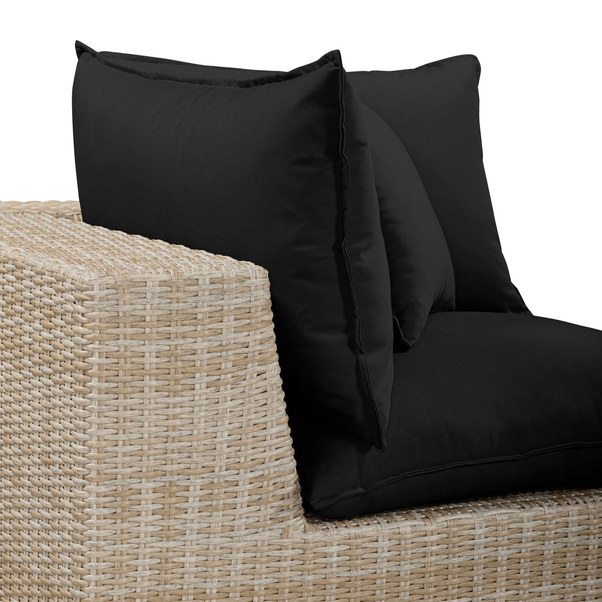 Cali Performance Fabric & Wicker Outdoor Corner Chair - Black / Natural - Image 5