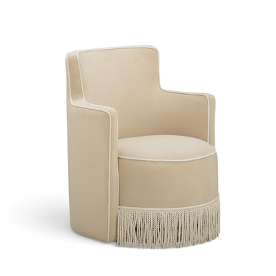 Passe Tasseled Velvet Swivel Accent Chair - Image 1