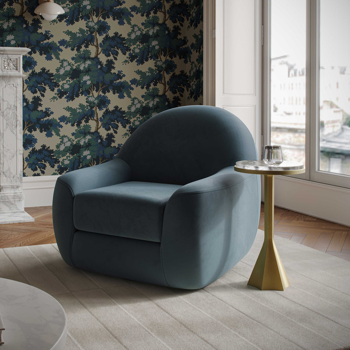 Tiago Swivel Accent Chair - Dark Teal - Image 2