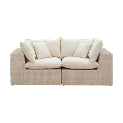Cali 80" Natural Wicker Outdoor Modular Loveseat - Image 1