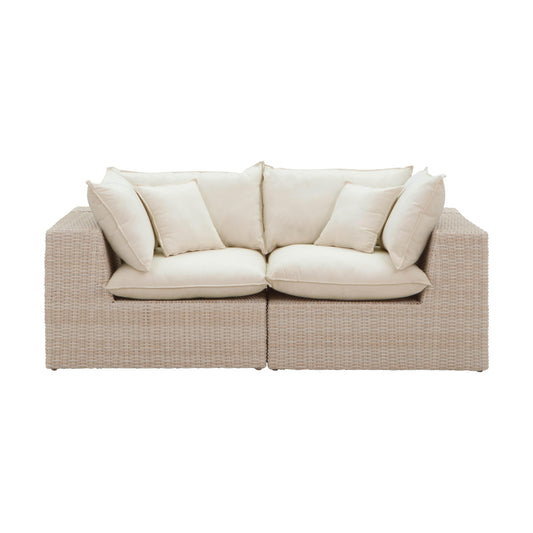 Cali 80" Natural Wicker Outdoor Modular Loveseat - Image 1