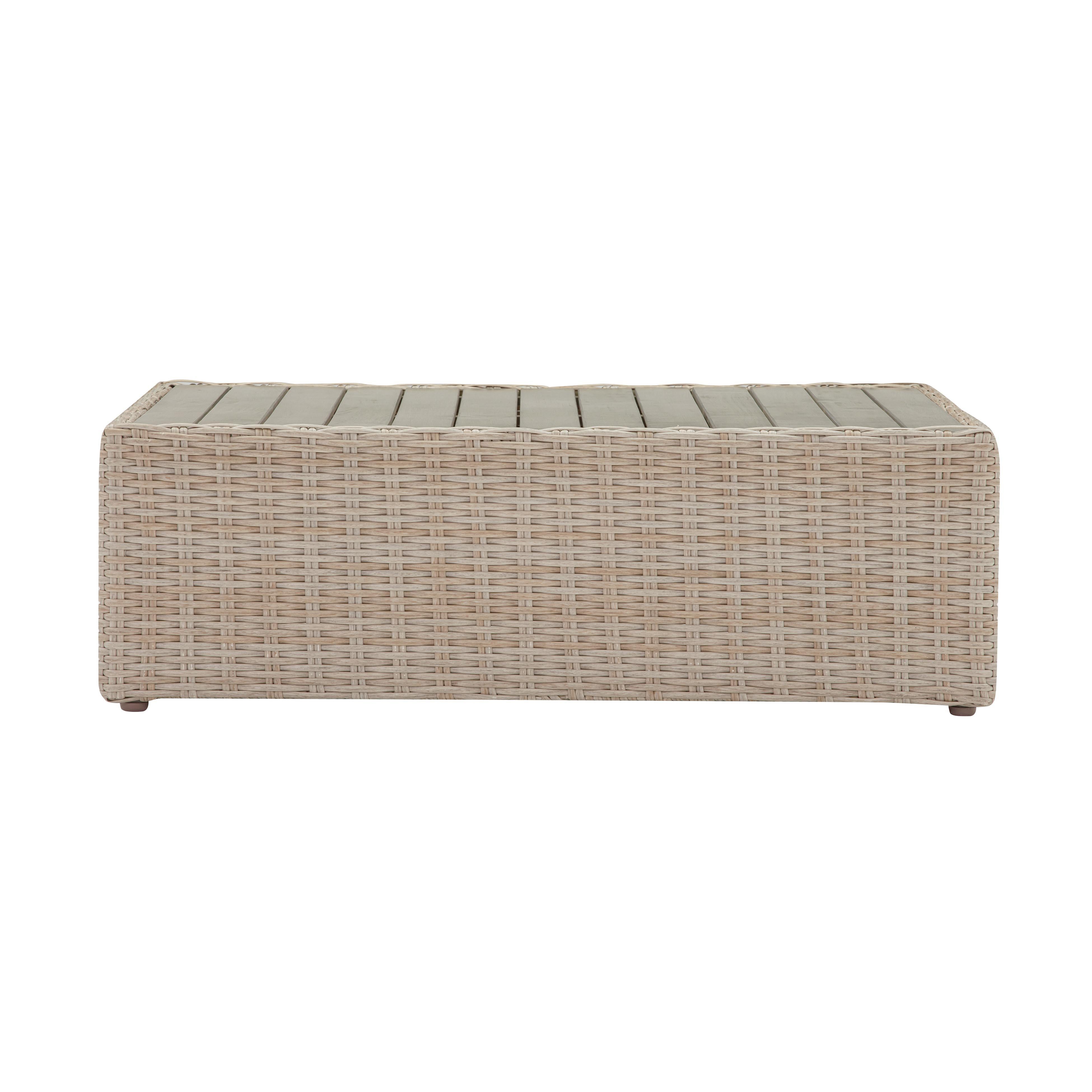 Cali 39" Natural Wicker Outdoor Ottoman / Coffee Table - Thumbnail 5