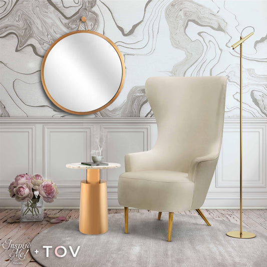 Julia Performance Velvet Wingback Accent Chair - Image 2