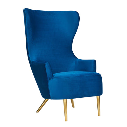 Julia Performance Velvet Wingback Accent Chair - Navy - Image 1