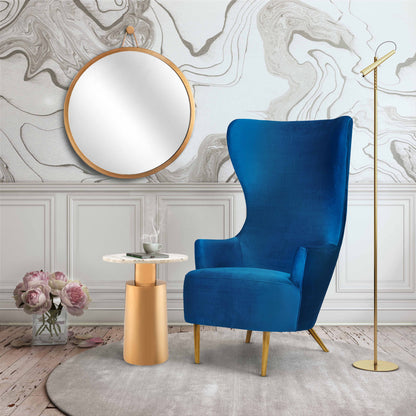 Julia Performance Velvet Wingback Accent Chair by Inspire Me! Home Decor - Navy - Image 1