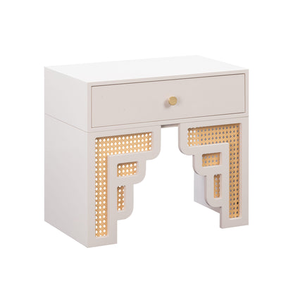 Suzie 26" Rattan Nightstand With Drawer - Cream - Image 1