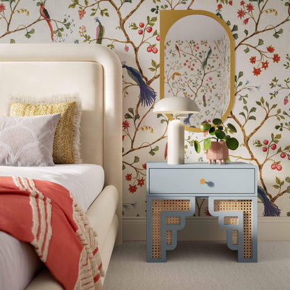 Suzie 26" Rattan Nightstand With Drawer - Blue - Image 1