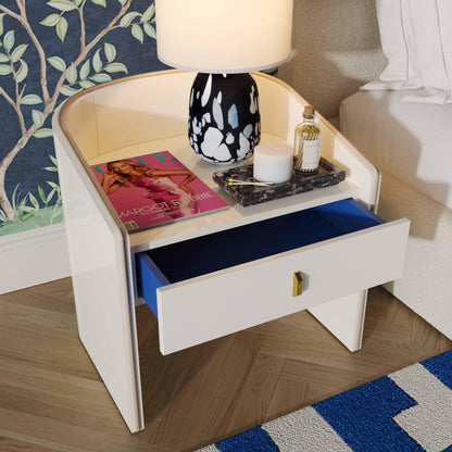 Collins 22" Lacquer Nightstand With Drawer - Cream - Image 1