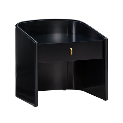 Collins 22" Lacquer Nightstand With Drawer - Black - Image 1