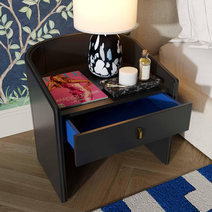 Collins 22" Lacquer Nightstand With Drawer - Black - Image 1