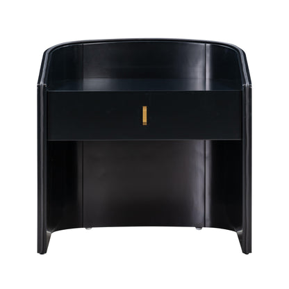 Collins 22" Lacquer Nightstand With Drawer - Black - Image 1