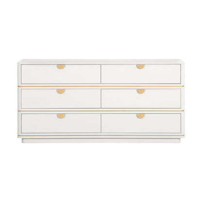 Julieta 62" Acacia Wood 6-Drawer Dresser - Cream - Image 1