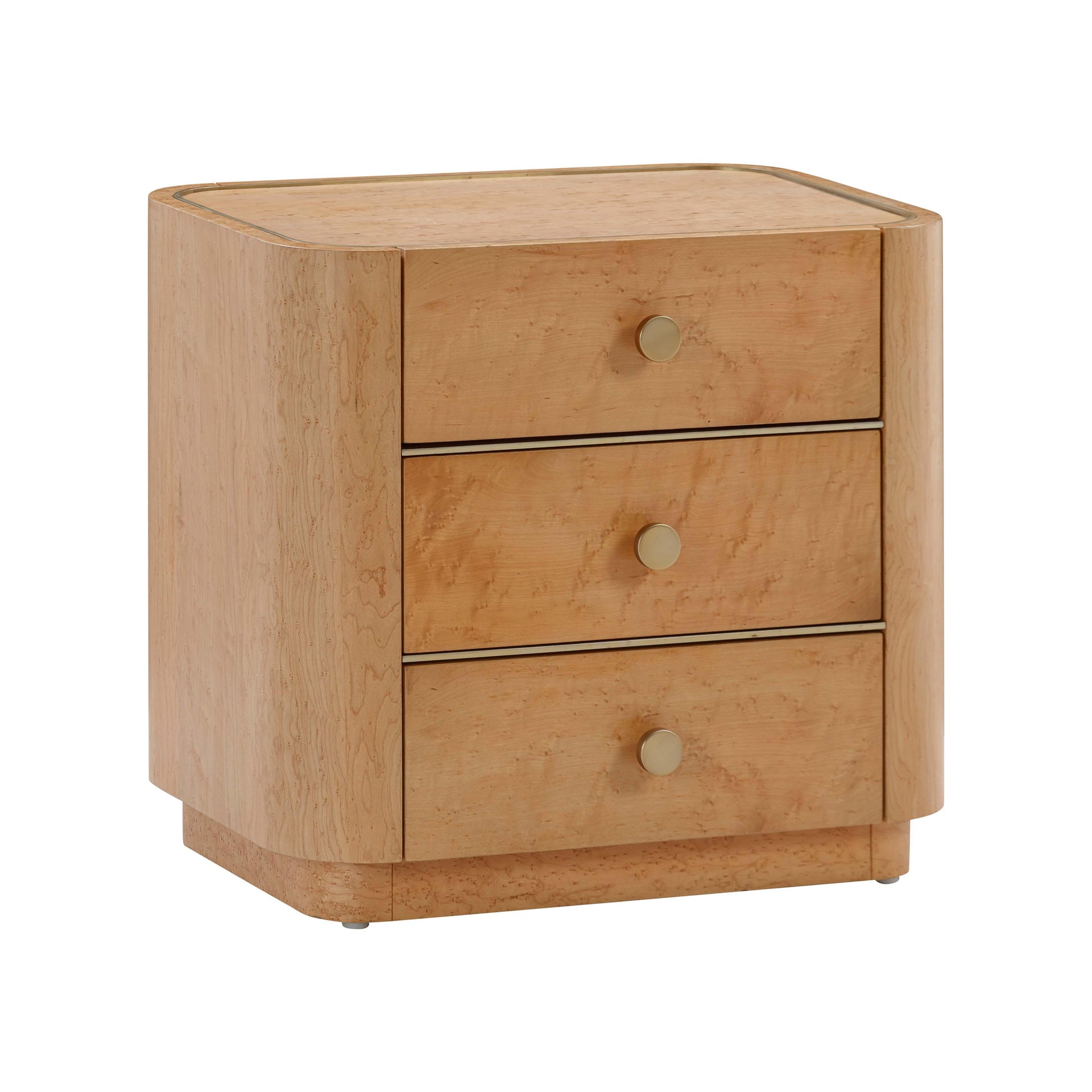Abigail 22" Birdseye Maple 3 Drawer Nightstand