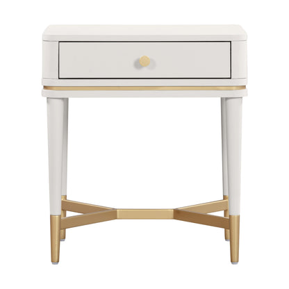 Julieta 19" Acacia Wood Nightstand With Drawer - Cream - Image 1