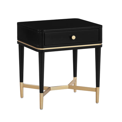Julieta 19" Acacia Wood Nightstand With Drawer - Black - Image 1