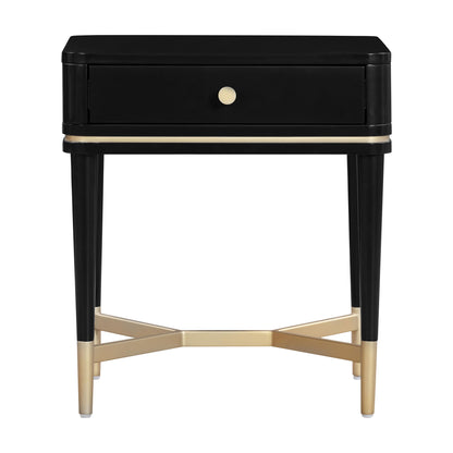 Julieta 19" Acacia Wood Nightstand With Drawer - Black - Image 2