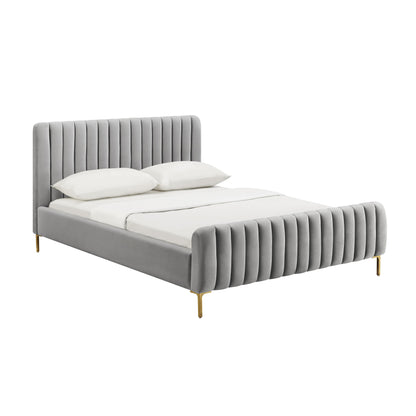 Angela Performance Velvet Bed - Grey / Queen - Image 1