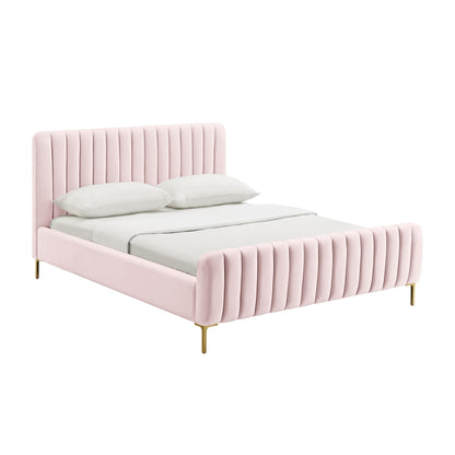 Angela Performance Velvet Bed - Blush / Full - Image 1