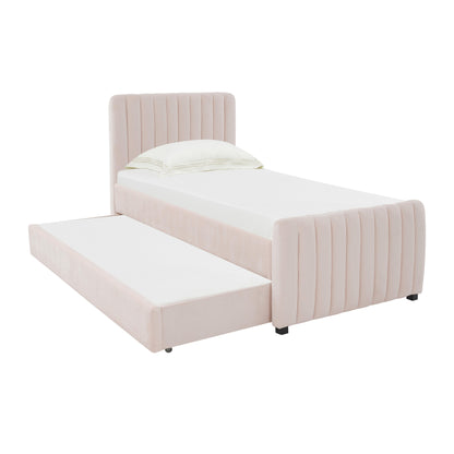 Angela Performance Velvet Trundle Bed in Twin - Blush - Image 1