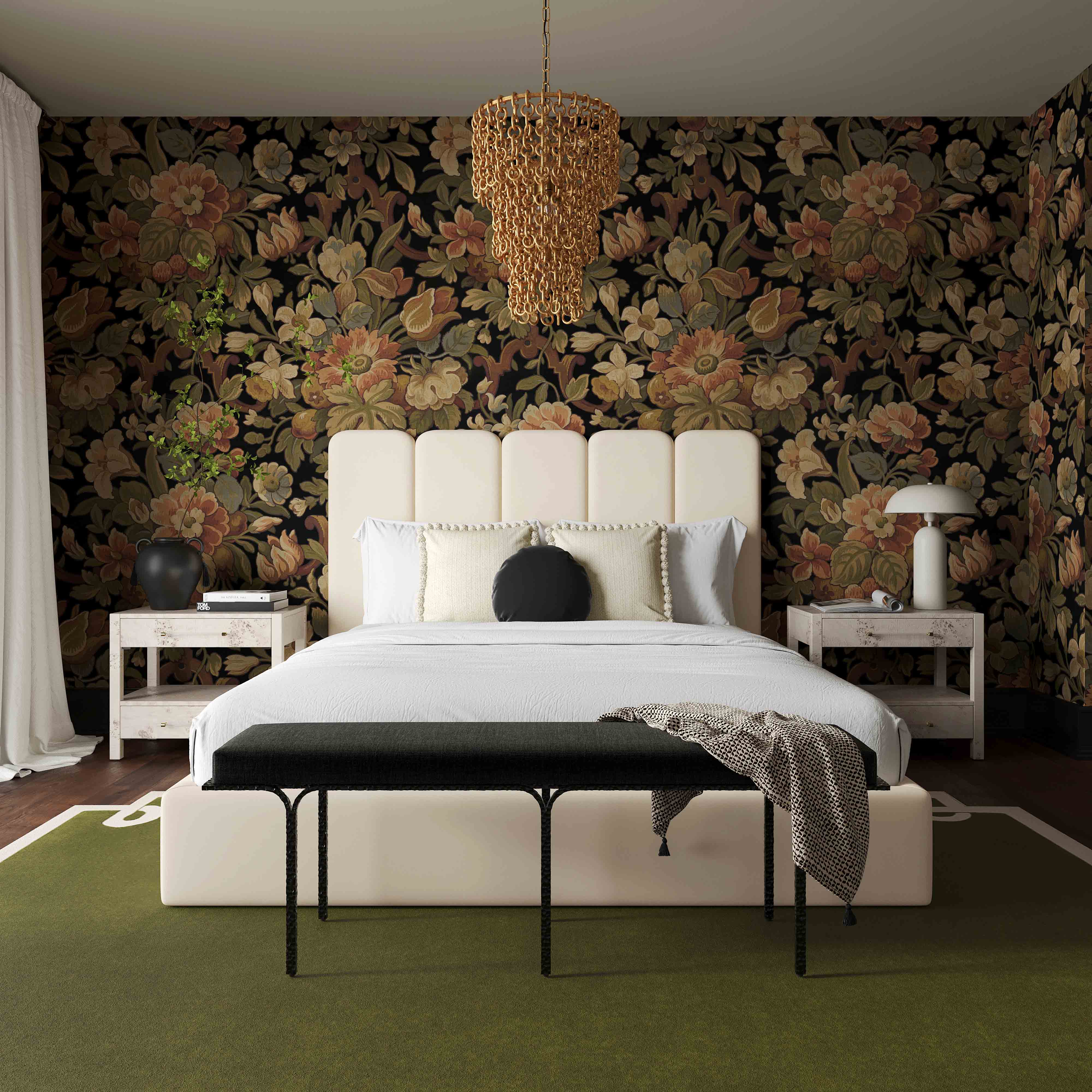 TOV Palani Honey Velvet Queen Bed
