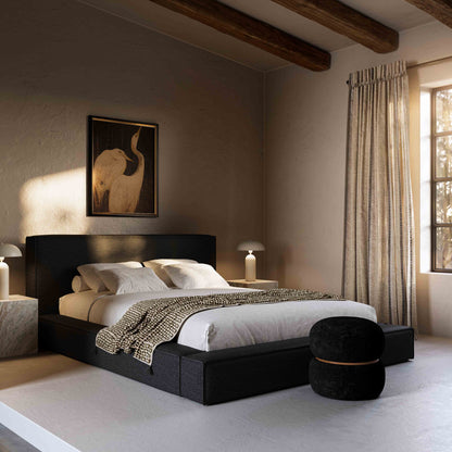 Olafur Performance Linen Upholstered Bed - Black / Queen - Image 1