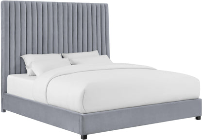 Arabelle Performance Velvet Bed - Grey / Queen - Image 1
