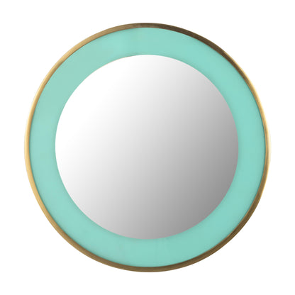 Lucille 24" Turquoise and Brass Round Wall Mirror - Default Title - Image 2