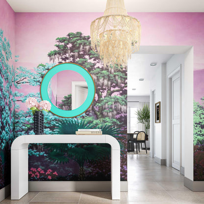 Lucille 24" Turquoise and Brass Round Wall Mirror - Default Title - Image 1