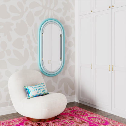 Neon Oval Wall Mirror (26"X50"-28"X58") - Blue / Medium - Image 1