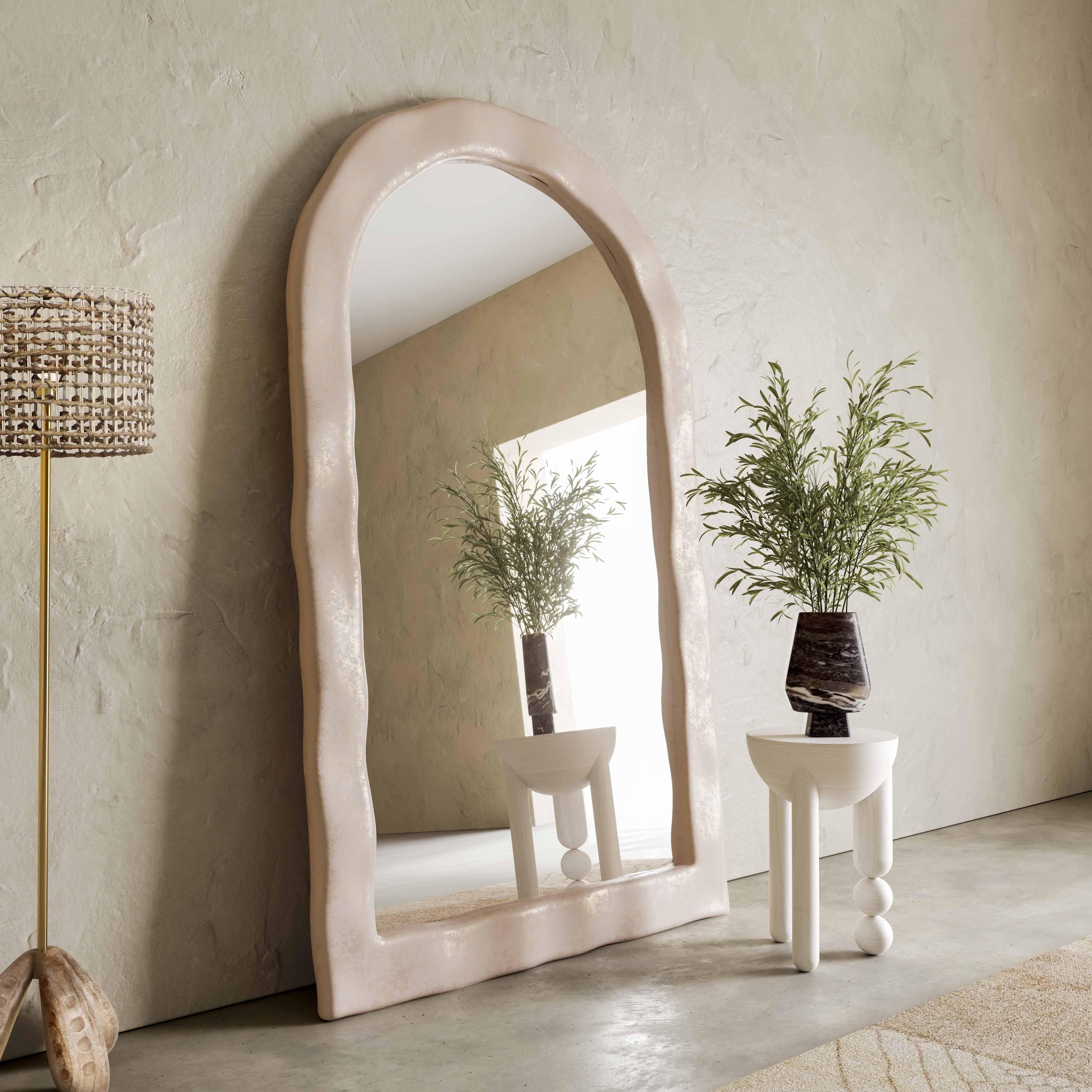 Kaia Cream Textured Floor Mirror – TOV Furniture