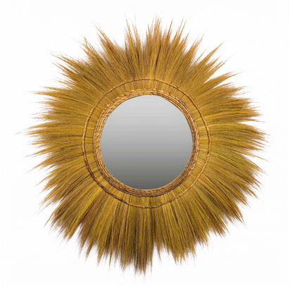 Mettu 51" Natural Grass Round Wall Mirror - Default Title - Image 2
