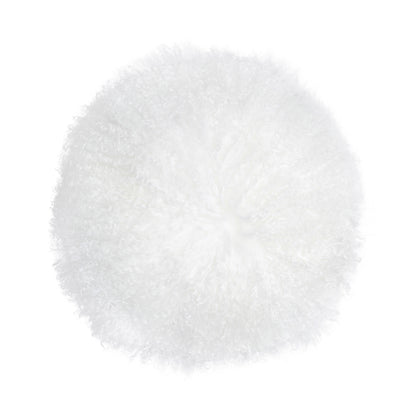 New Zealand 16" Sheepskin Round Throw Pillow - White - Image 1