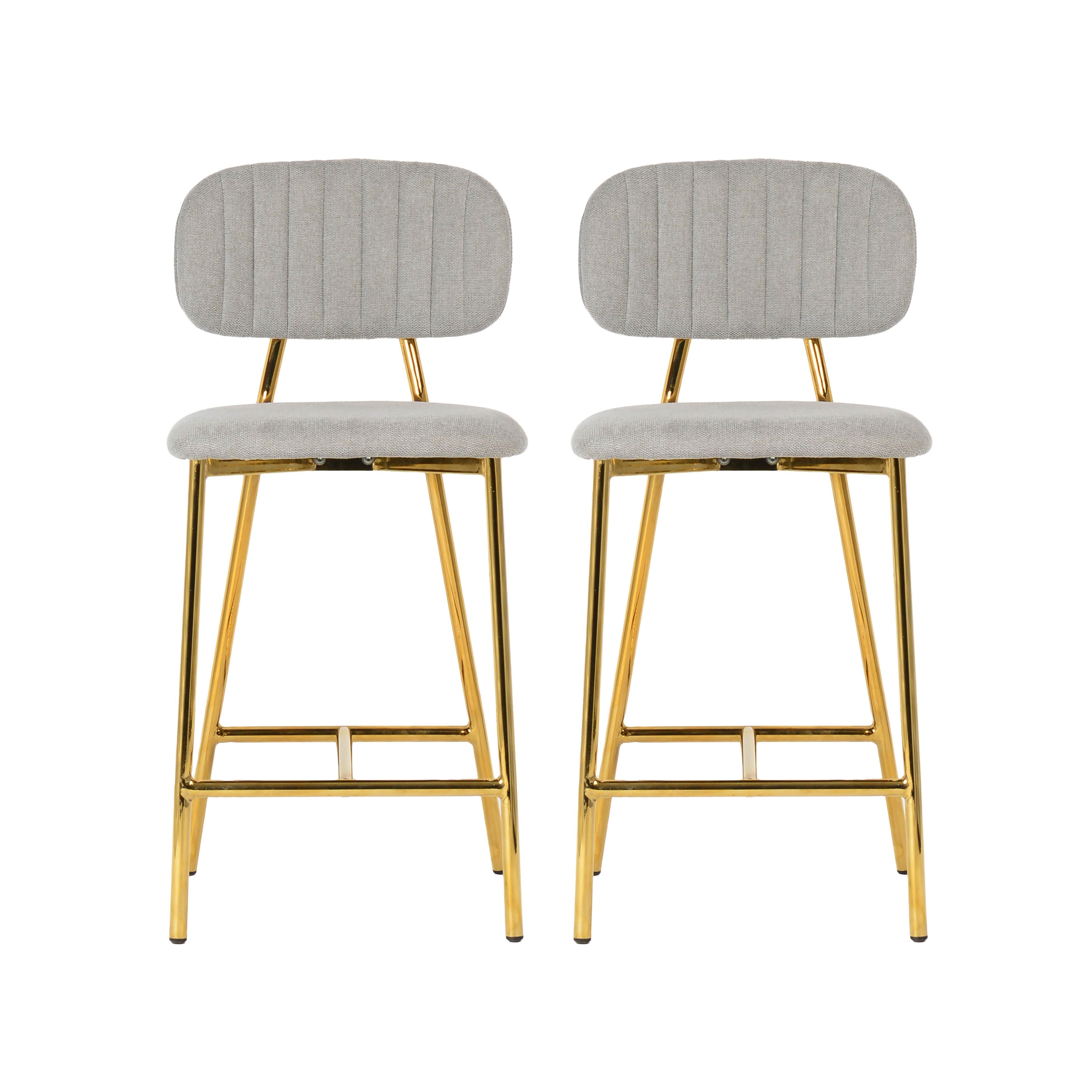 Ariana Grey Counter Stool with Gold Legs Set of 2 TOV Furniture