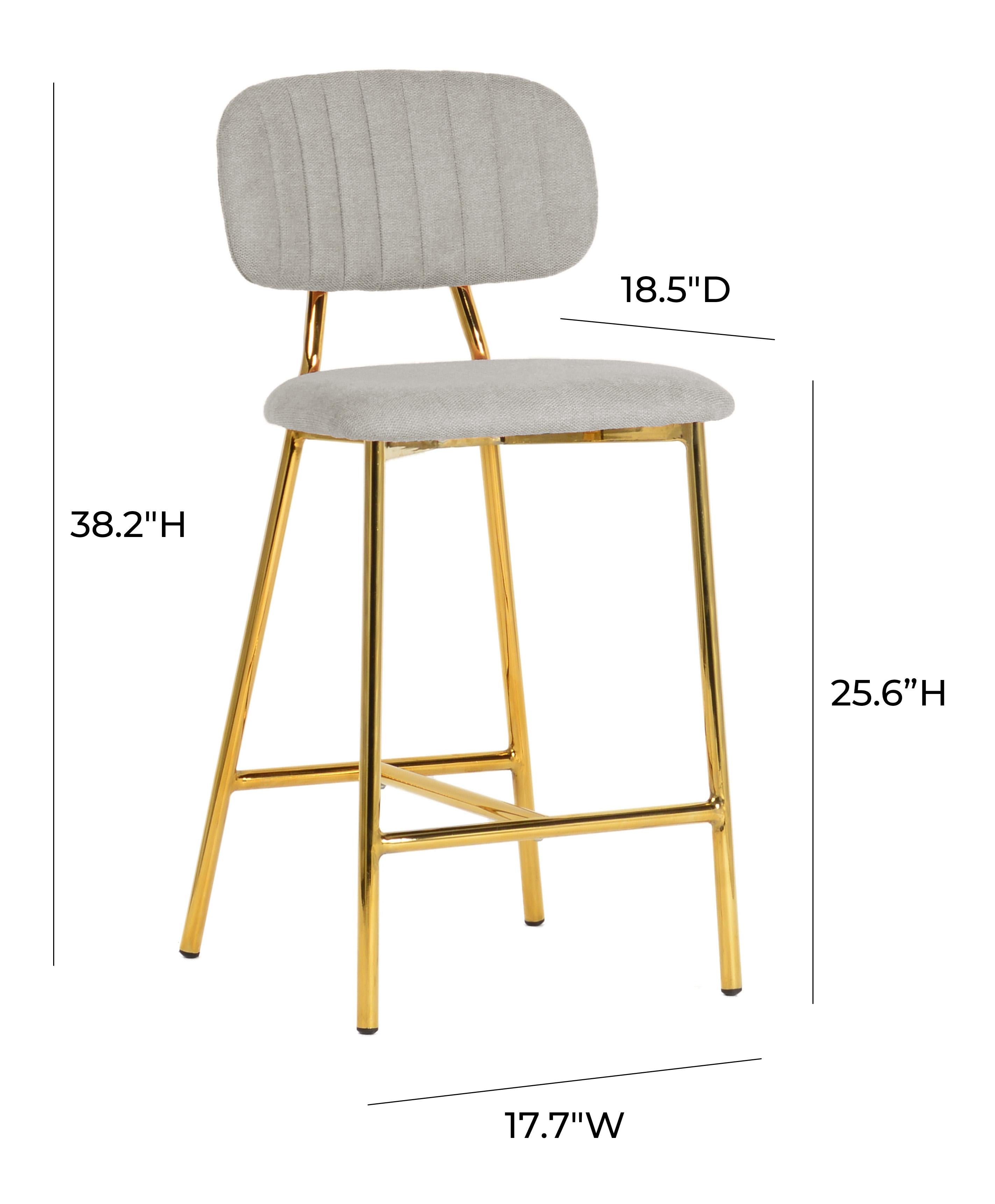 Ariana Grey Counter Stool with Gold Legs Set of 2 TOV Furniture