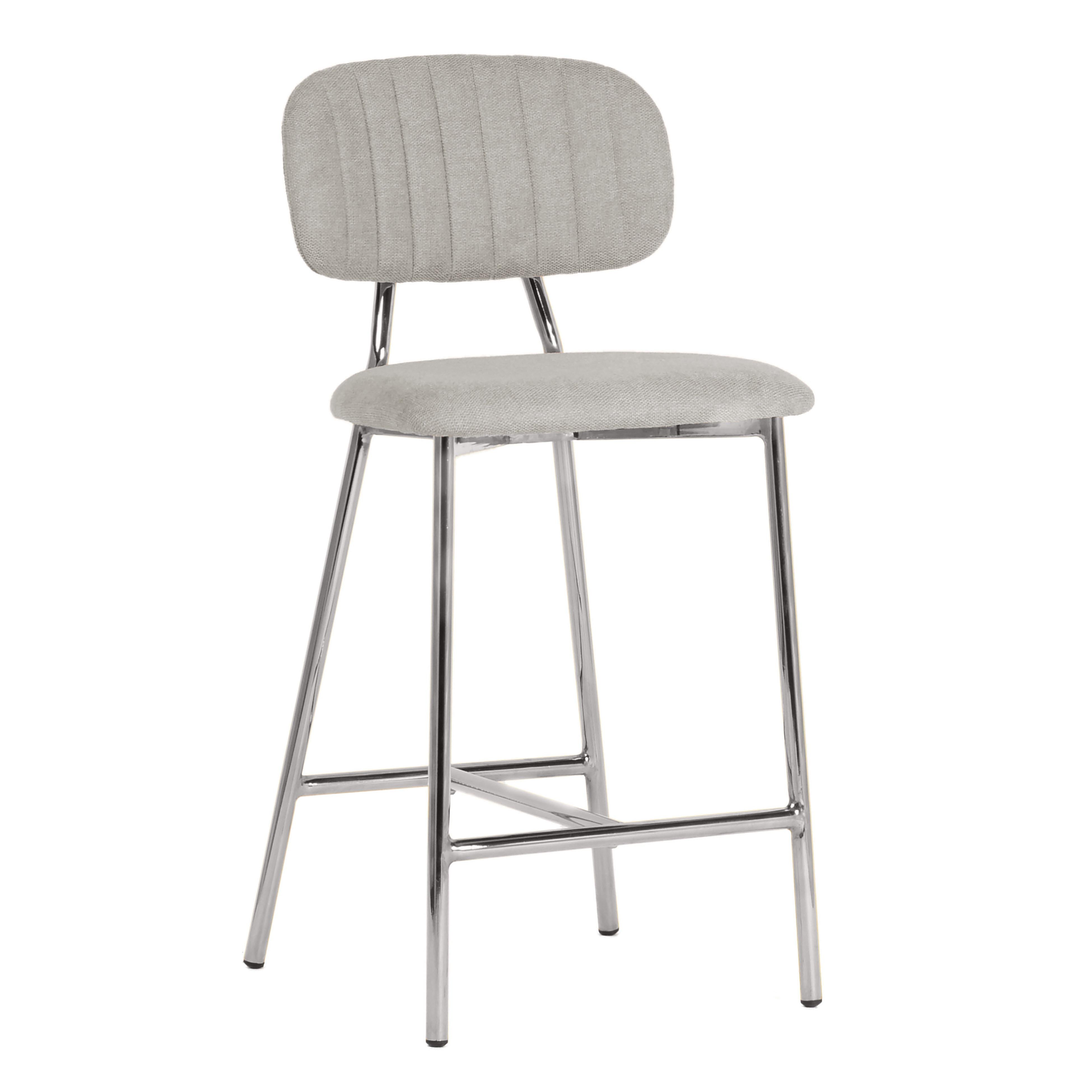 Ariana Grey Counter Stool with Silver Legs Set of 2 TOV Furniture