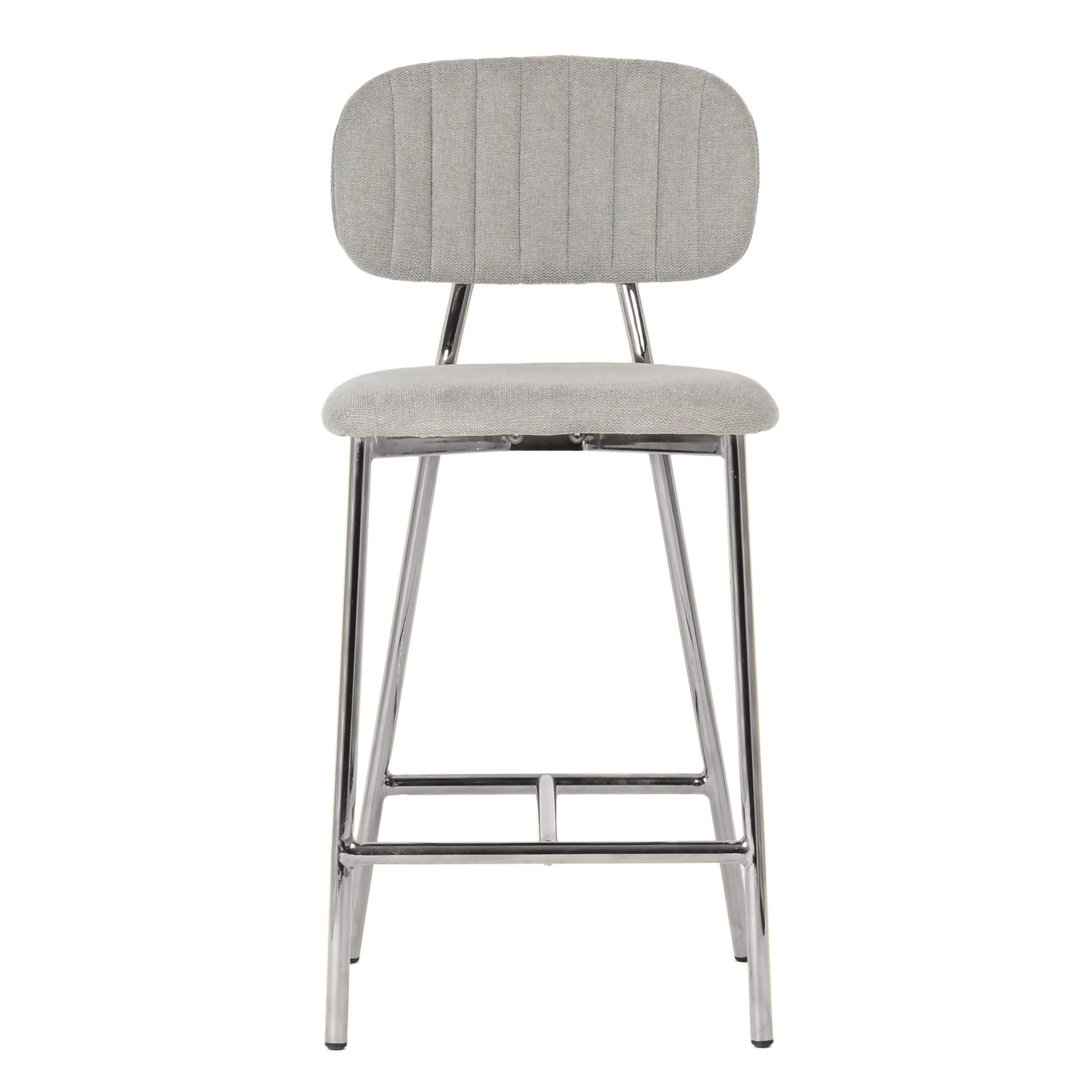 Ariana Grey Counter Stool with Silver Legs Set of 2 TOV Furniture