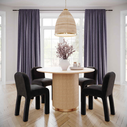 Akiba 47" Natural Ash & Rattan Round Dining Table - Default Title - Image 1