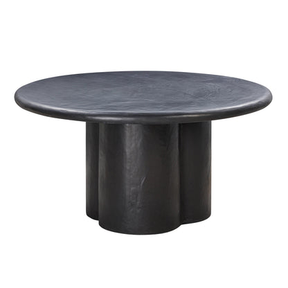 Elika 59" Faux Plaster Indoor / Outdoor Round Dining Table - Black - Image 1