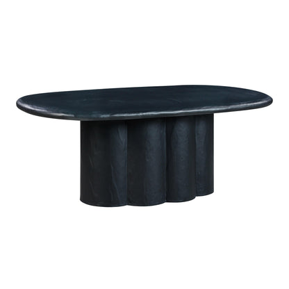 Elika 80" Faux Plaster Indoor / Outdoor Oval Dining Table - Black - Image 1