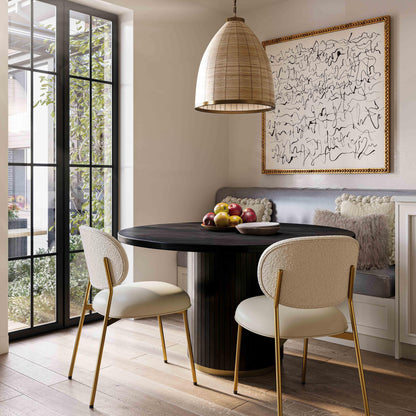 Chelsea 47" Oak Wood Round Dining Table - Black - Image 1