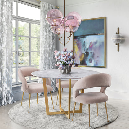 Rocco Performance Velvet Dining Chair - Blush - Image 1